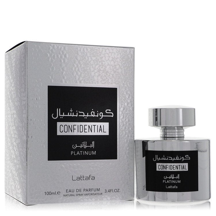 Lattafa Confidential Platinum by Lattafa Eau De Parfum Spray (Unisex) 3.4 oz Lattafa Confidential Platinum by Lattafa Eau De Parfum Spray (Unisex) 3.4 oz